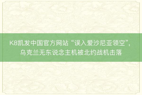 K8凯发中国官方网站 “误入爱沙尼亚领空”， 乌克兰无东说念主机被北约战机击落