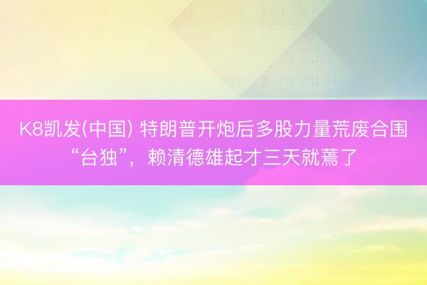 K8凯发(中国) 特朗普开炮后多股力量荒废合围“台独”,赖清德雄起才三天就蔫了