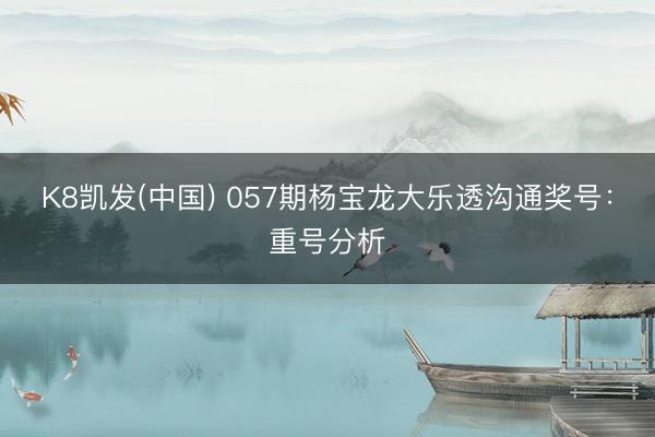K8凯发(中国) 057期杨宝龙大乐透沟通奖号：重号分析