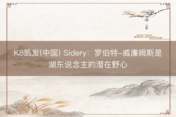 K8凯发(中国) Sidery：罗伯特-威廉姆斯是湖东说念主的潜在野心