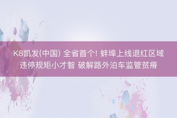 K8凯发(中国) 全省首个! 蚌埠上线退红区域违停规矩小才智 破解路外泊车监管贫瘠