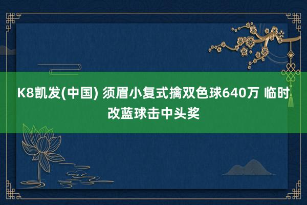 K8凯发(中国) 须眉小复式擒双色球640万 临时改蓝球击中头奖